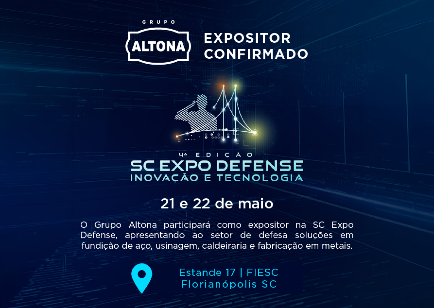 O Grupo Altona participará como expositor na 4ª ediçao da SC Expo Defense 2026