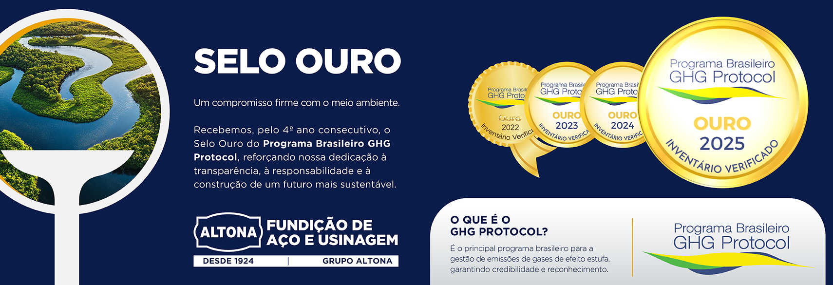 Pelo quarto ano consecutivo, a Electro Aço Altona conquista o Selo Ouro do Programa Brasileiro GHG Protocol.